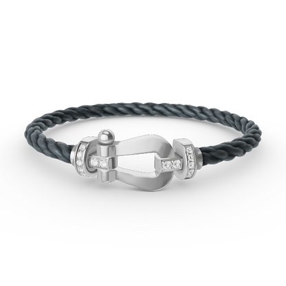 [⭐moonlume]FORCE LARGE HORSESHOE HALF DIAMOND BRACELET SILVER