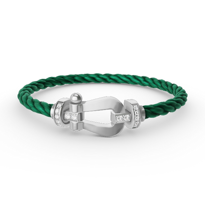 [⭐moonlume]FORCE LARGE HORSESHOE HALF DIAMOND BRACELET SILVER