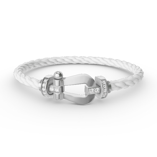 [⭐moonlume]FORCE LARGE HORSESHOE HALF DIAMOND BRACELET SILVER
