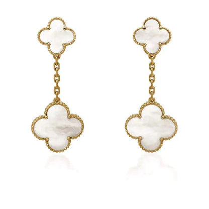 [⭐moonlume]CLOVER 2 MOTIF WHITE MOP EARRINGS