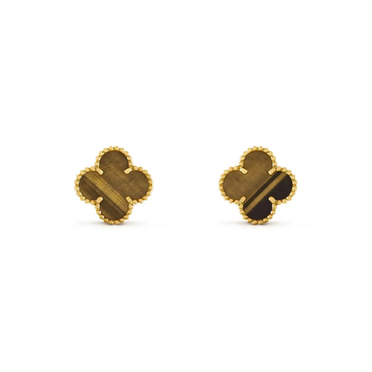 [⭐moonlume]CLOVER MEDIUM 1 MOTIFS TIGER EYE EARRINGS