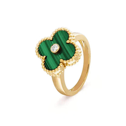 [⭐moonlume]CLOVER MALACHITE RING GOLD DIAMOND