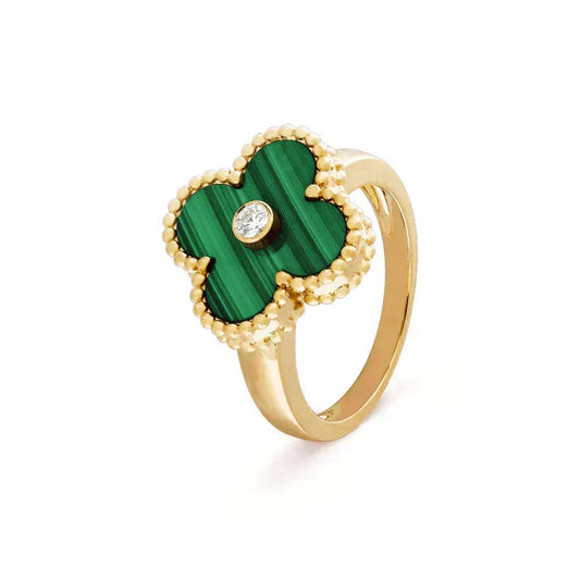 [⭐moonlume]CLOVER MALACHITE RING GOLD DIAMOND