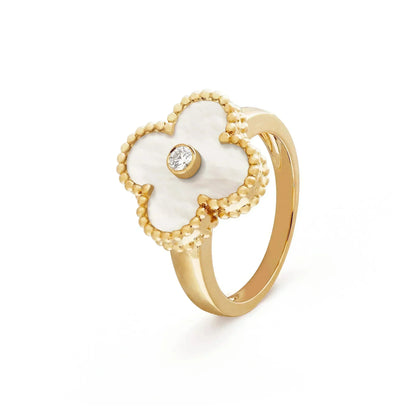[⭐moonlume]CLOVER PINK MOP RING GOLD DIAMOND