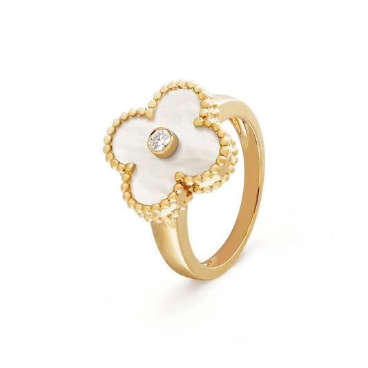 [⭐moonlume]CLOVER PINK MOP RING GOLD DIAMOND