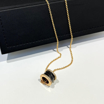 [⭐moonlume]ZERO 1 BLACK CERAMIC DIAMOND PINK GOLD NECKLACE